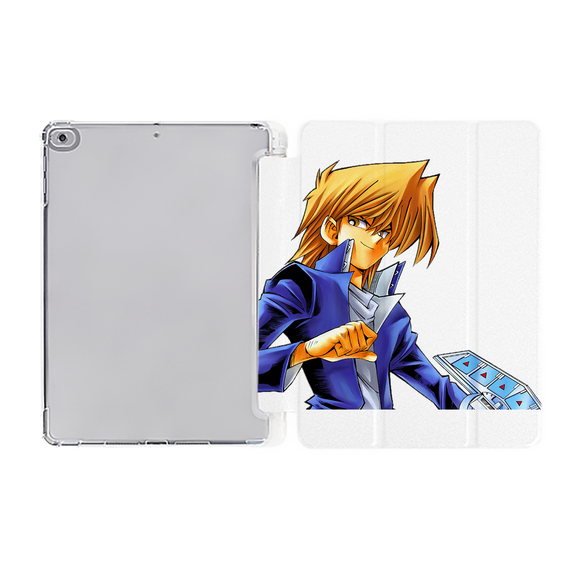 （画像用） 遊☆戯☆王 Yu-Gi-Oh! IPad ケース ペン収納付き 三つ折りスタンド PUレザー×シリコン 対応機種9.5/10.5/10.9インチ